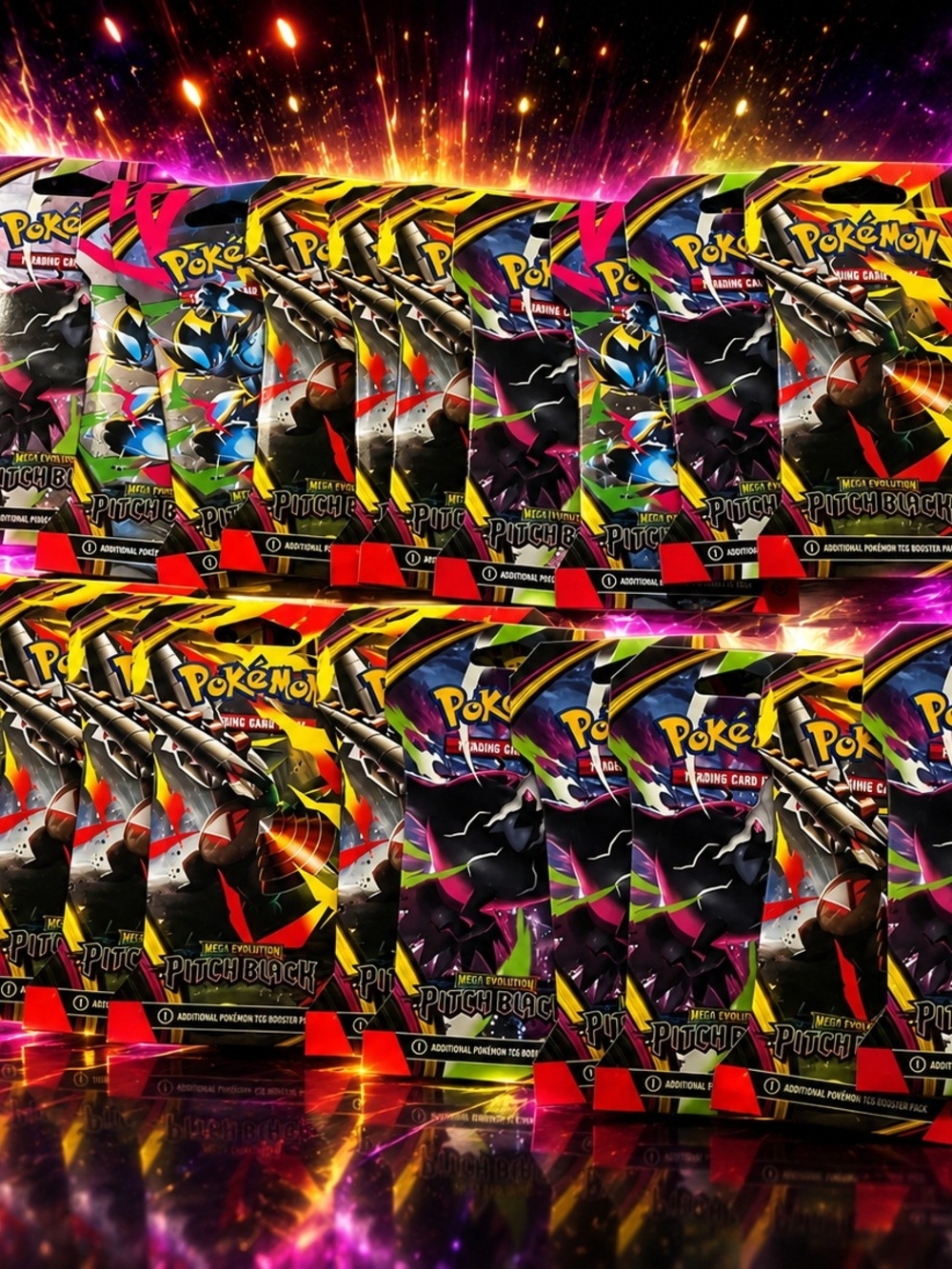20 Pokemona TCG Mega Evolutions-Pitch Black Sleeved Booster Packs